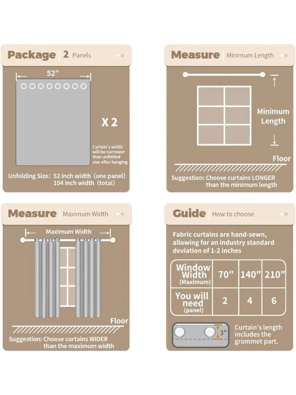 Cozy Brown Linen Curtains for Living Room - 84